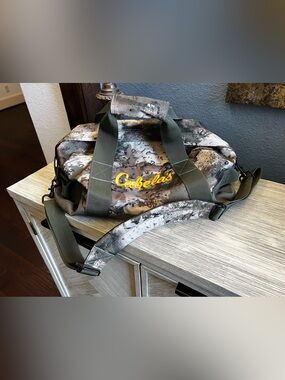 NEW!!! Cabela's Camouflage Small Duffel Bag with Yellow Logo